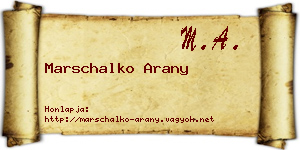 Marschalko Arany névjegykártya